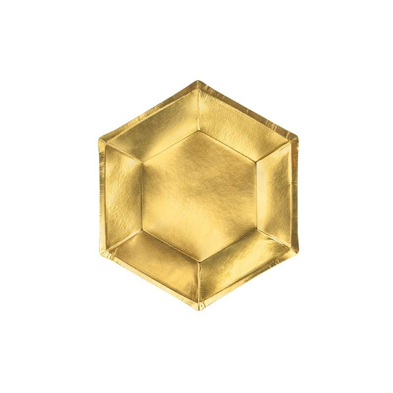 assiettes hexagonale or