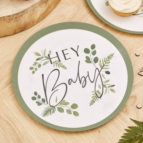 assiettes carton botanique baby shower