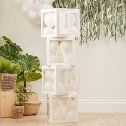 decorations cubes baby shower blanc pack