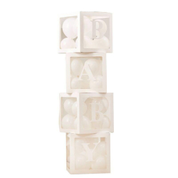 decorations cubes baby shower blanc pack