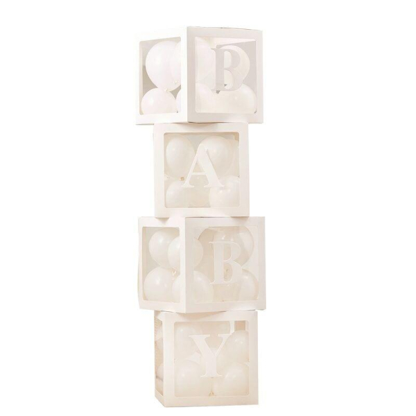 decorations cubes baby shower blanc pack