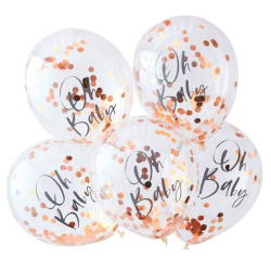 ballons confettis rose gold baby shower