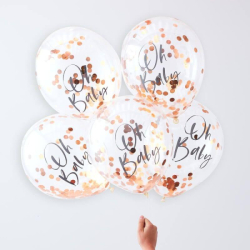 ballons confettis rose gold baby shower