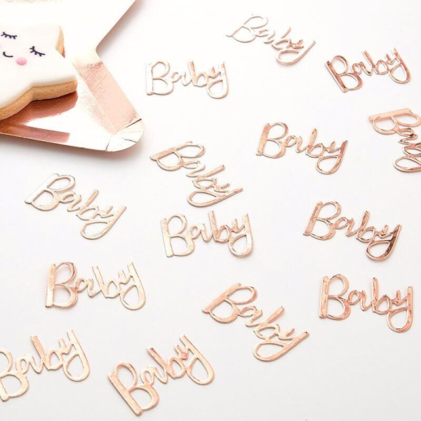 confettis rose gold baby shower