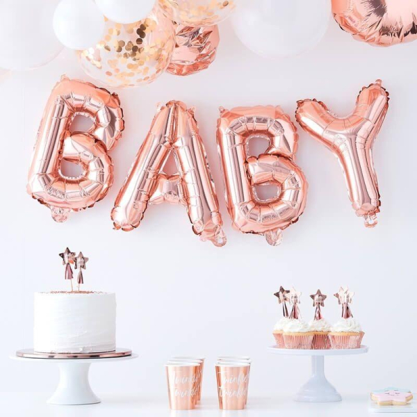 ballons lettres baby rose gold