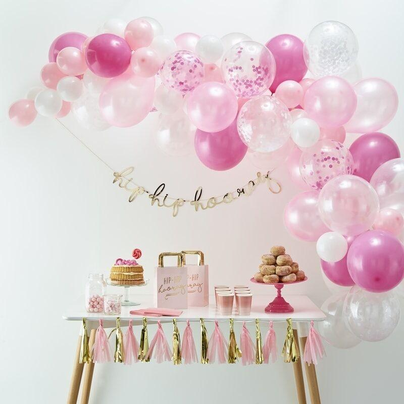 kit arche ballons roses table