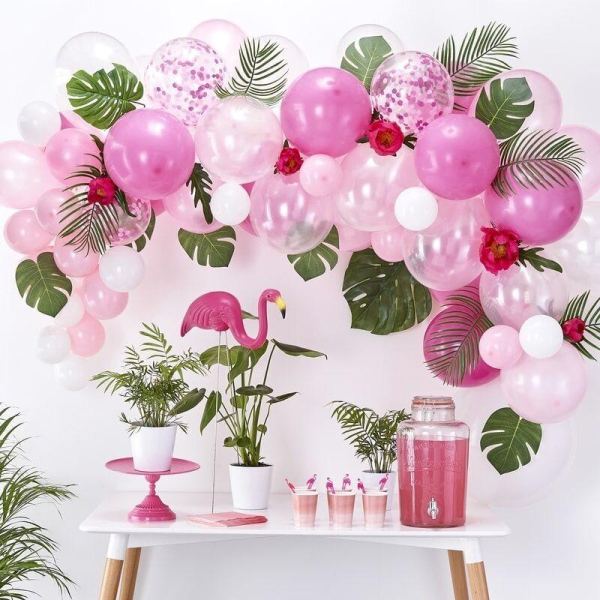 kit arche ballons roses tropical
