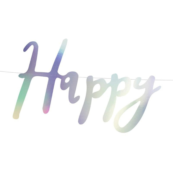 Kit Décoration Anniversaire – Banderole Happy Birthday 3 M, Guirlande Irisée 4 M, 6 Spirales Argent – Fête Enfants
