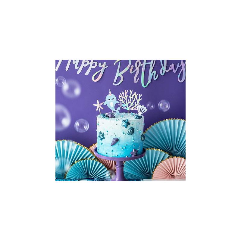 banderole anniversaire holographique gateau