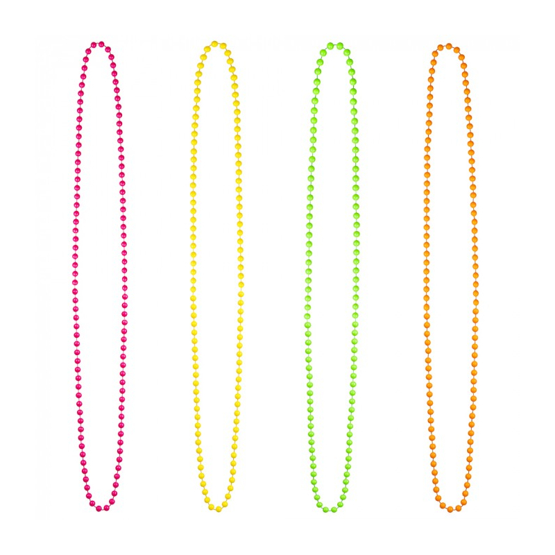 Set 4 longs colliers à perle fluorescents