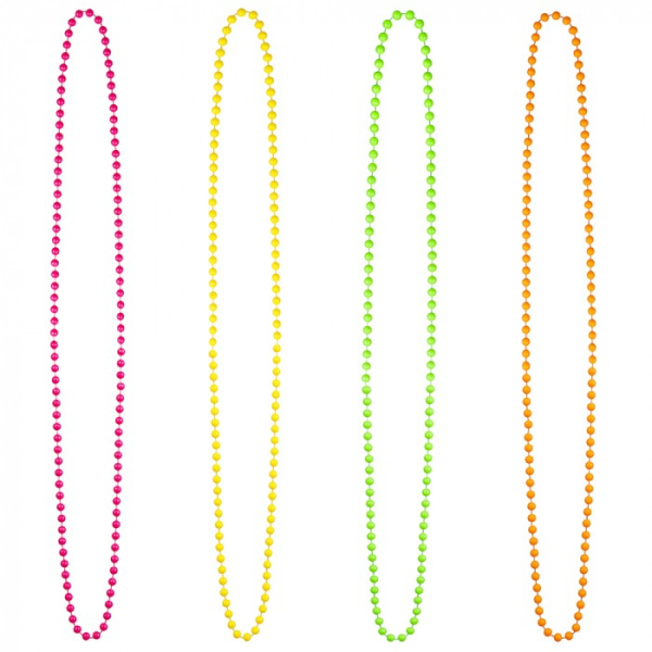 Set 4 longs colliers à perle fluorescents Set 4 longs colliers à perle fluorescents