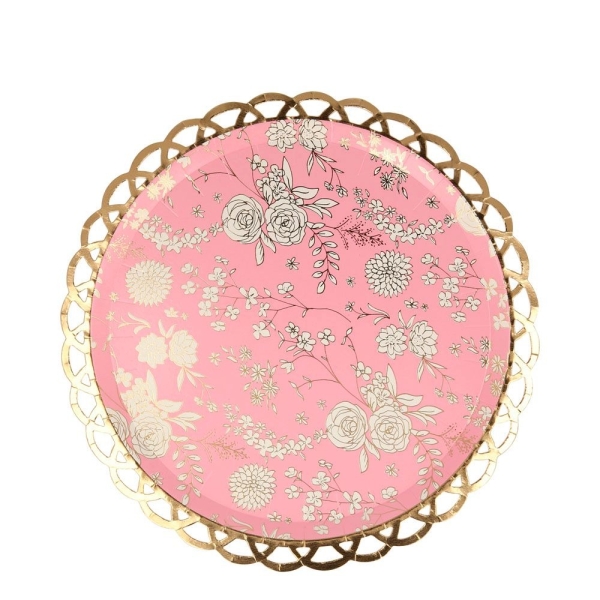 assiettes rondes fleuries Jardin Anglais rose assiettes rondes fleuries Jardin Anglais rose