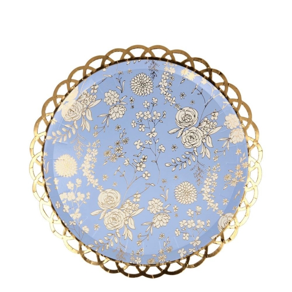 assiettes rondes fleuries Jardin Anglais bleu assiettes rondes fleuries Jardin Anglais bleu