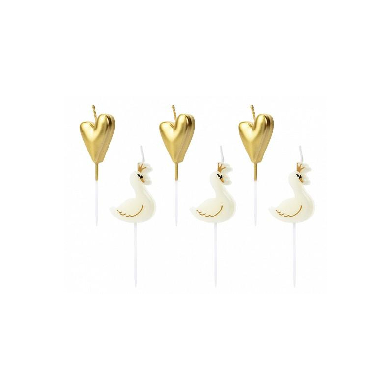 bougies anniversaire cygne et coeur effet