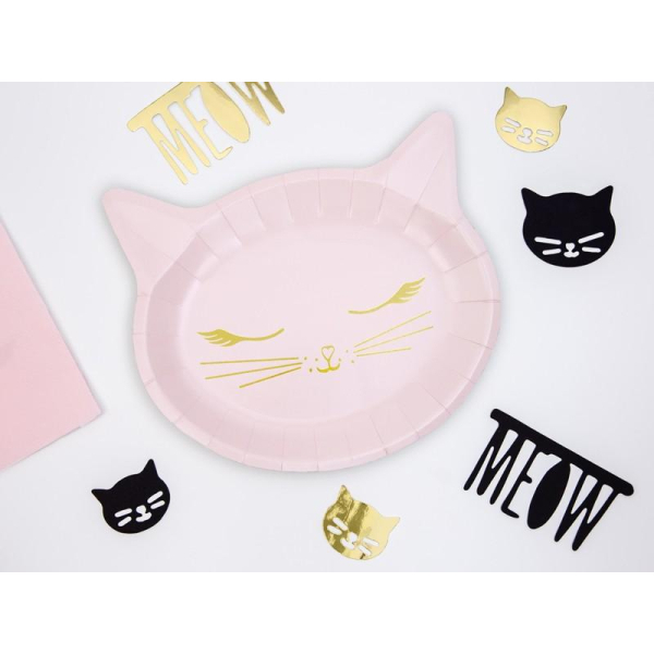 assiettes chat rose carton