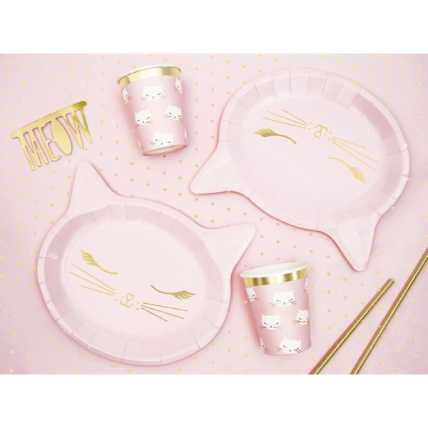 assiettes chat rose effets