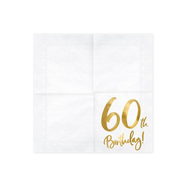 serviettes blanc dore anniversaire