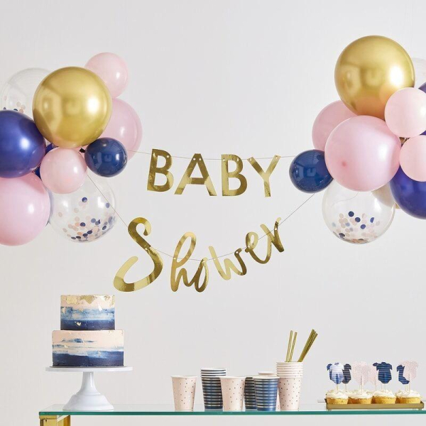 banderole dore ballon baby shower naissance