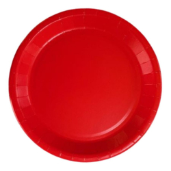 assiettes rondes rouges