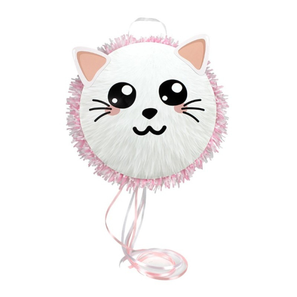 pinata tete de chat blanc