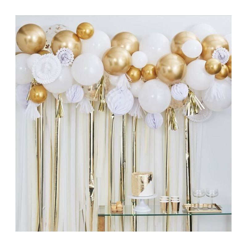 kit guirlande ballons dores blancs