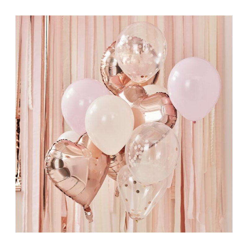 bouquet ballon rose gold blush
