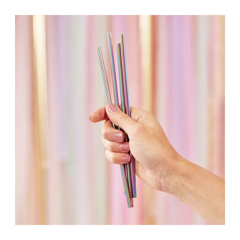 pailles inox arc-en-ciel