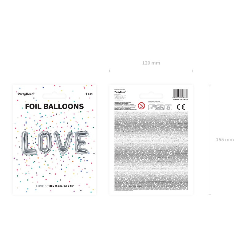 ballon lettre argent love pack