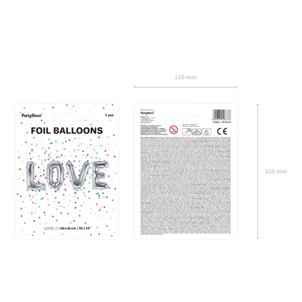 ballon lettre argent love pack