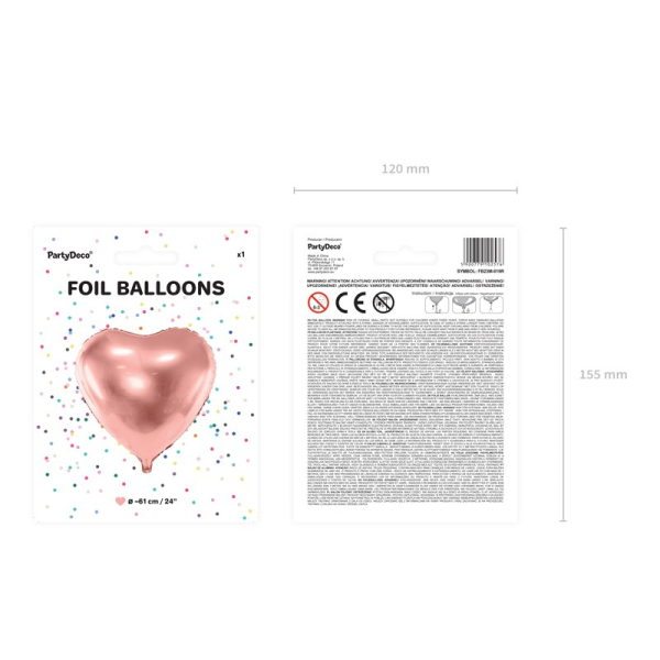 ballon aluminium coeur rose pack