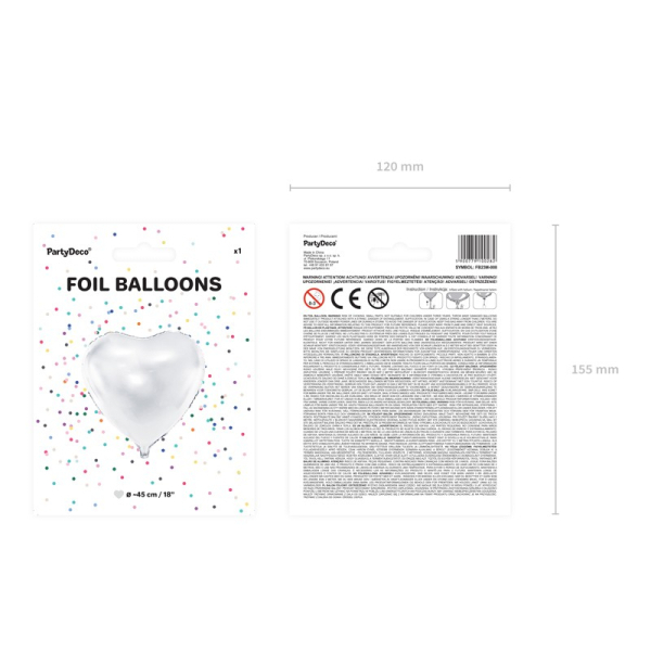 ballon aluminium coeur blanc pack