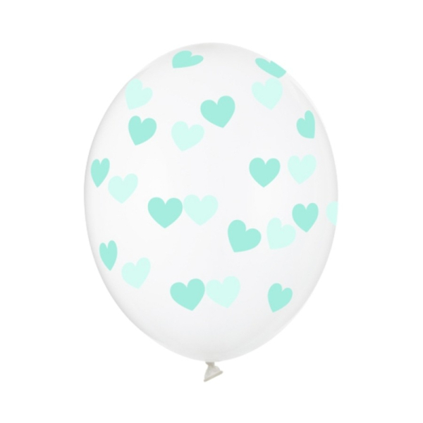 ballons transparent coeur menthe