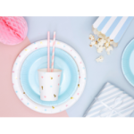 paille rose pois blanc table