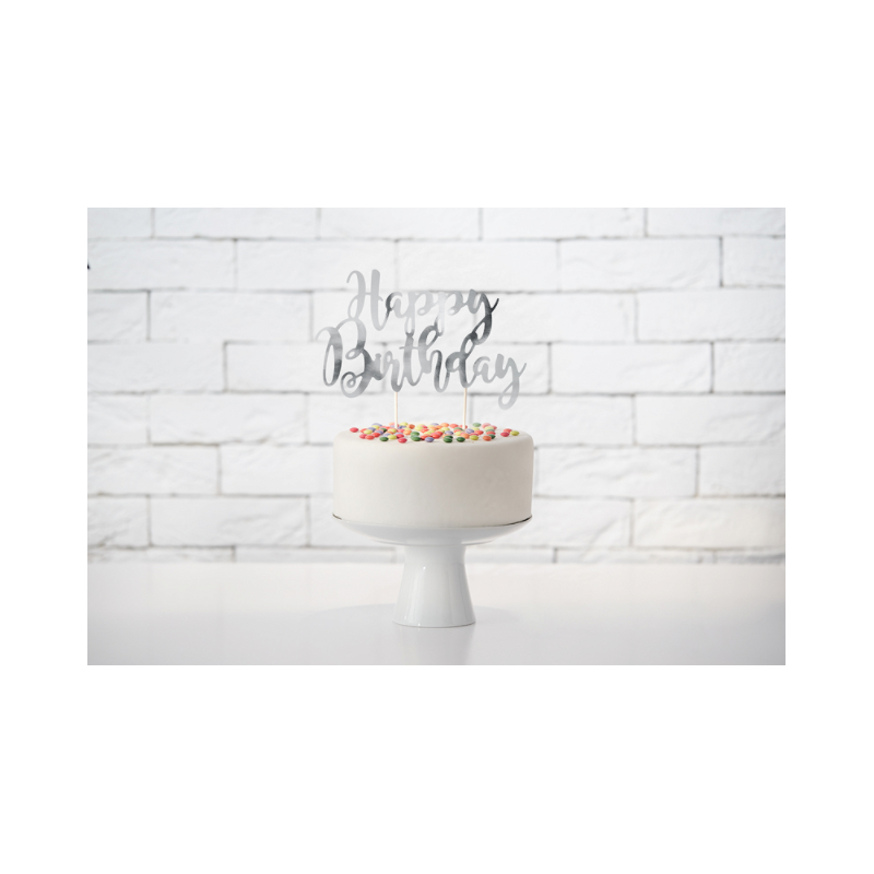 cake topper argent anniversaire