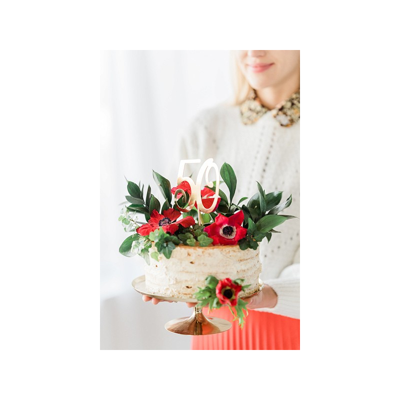 cake topper dore 50 ans gateau