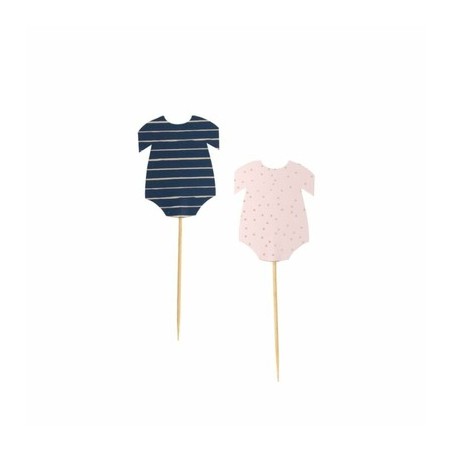 cupcake toppers body rose et bleu