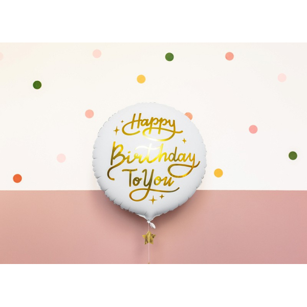 ballon rond anniversaire blanc dore effets