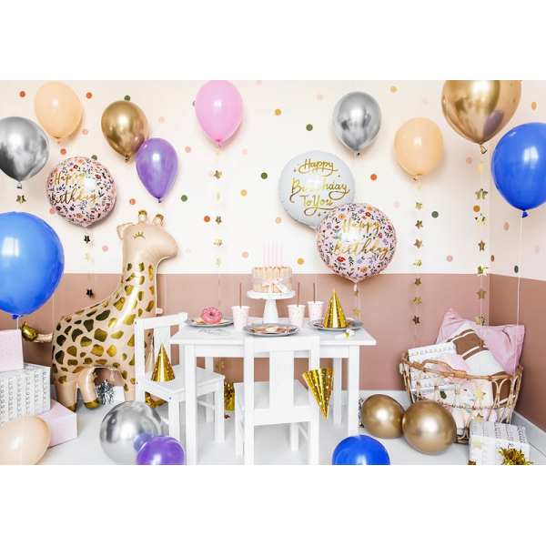 ballon rond anniversaire blanc dore ambiance