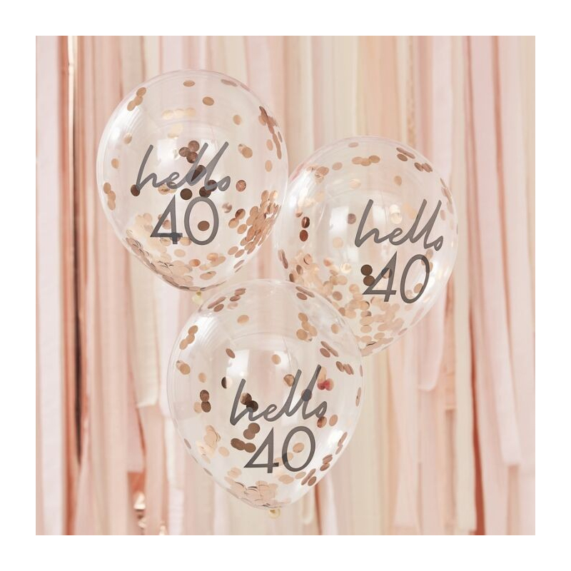 ballons confettis rose gold 40 ans ballons confettis rose gold 40 ans