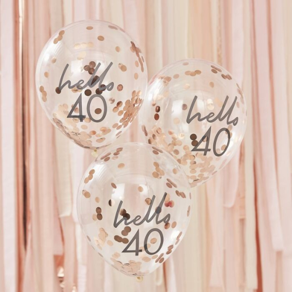 ballons confettis rose gold 40 ans
