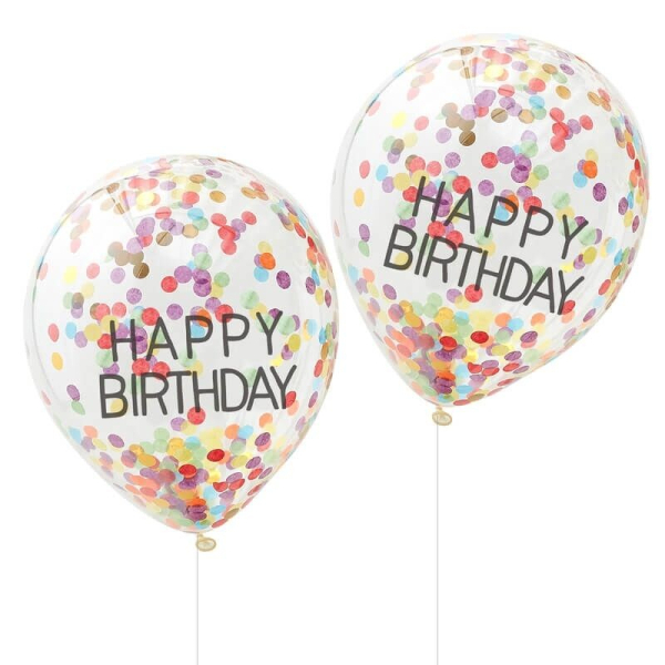 ballons anniversaire confettis colores