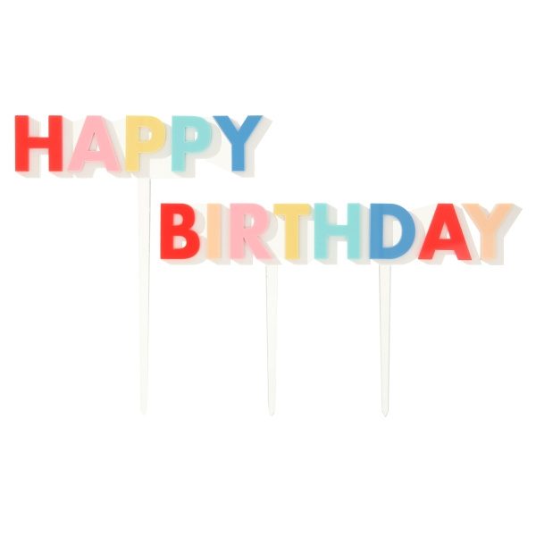 Décoration de gâteau Happy Birthday multicolore Décoration de gâteau Happy Birthday multicolore