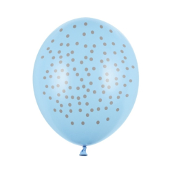 6 Ballons bleu pastel pois...