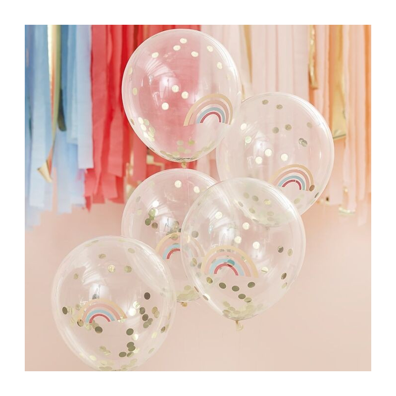ballons arc en ciel confettis dores effets ballons arc en ciel confettis dores effets