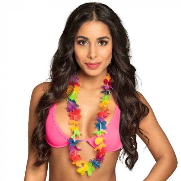 collier hawaiien a fleurs multicolore femme