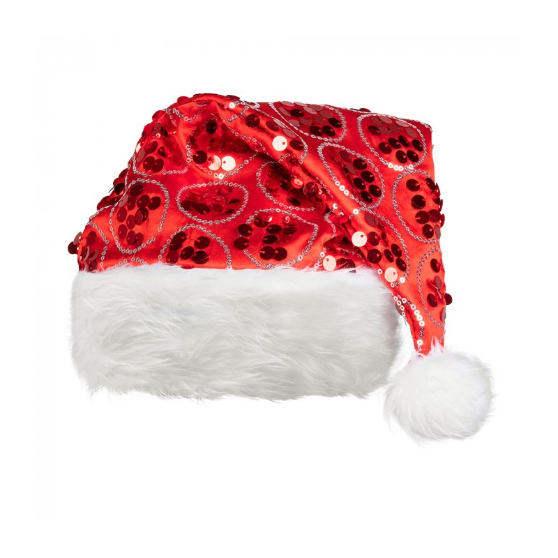 bonnet noel paillettes rouges