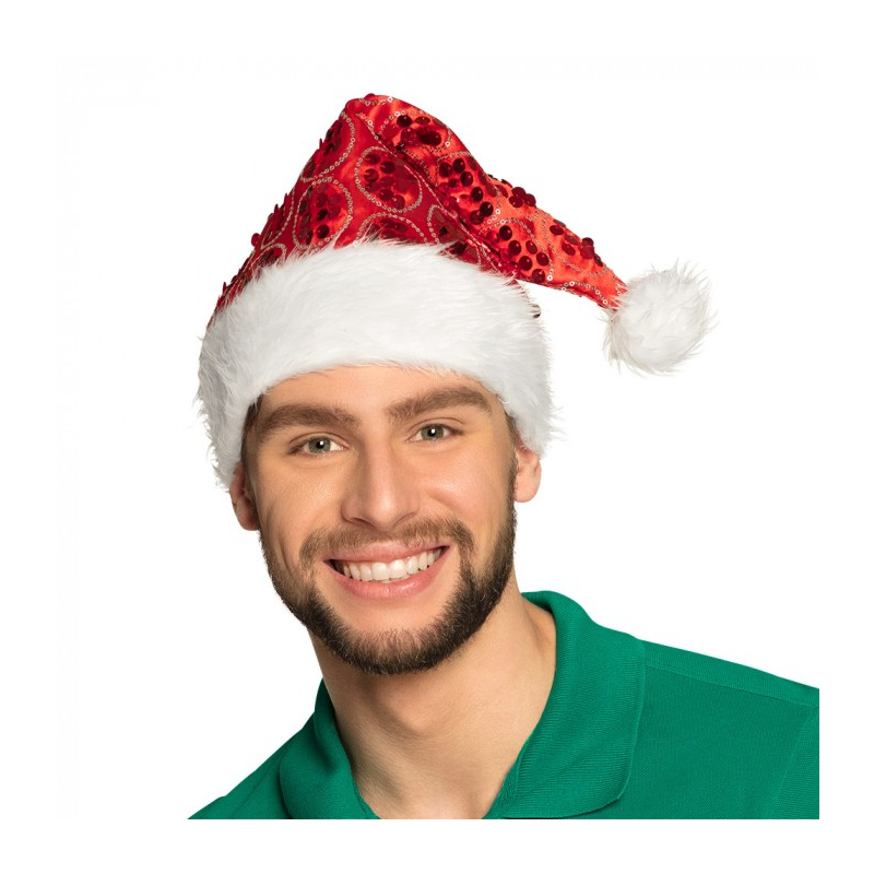 bonnet noel paillettes rouges homme