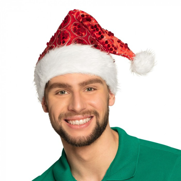 bonnet noel paillettes rouges homme