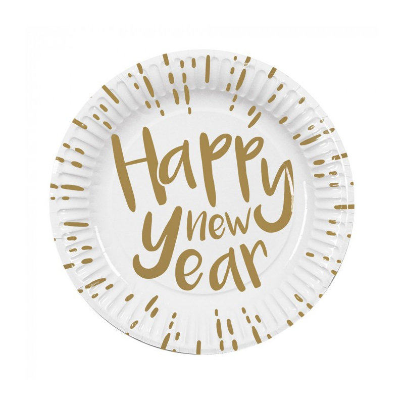 assiettes nouvel an dore