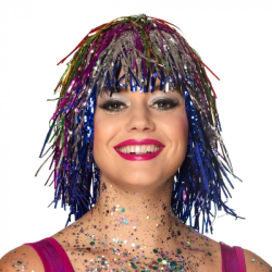 perruque metallique multicolore